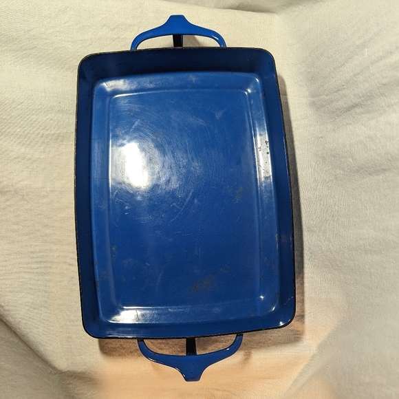 VTG Dansk Kobenstyle Small Rectangle Blue Enamel Bakeware Casserole Pan MCM - Picture 5 of 12